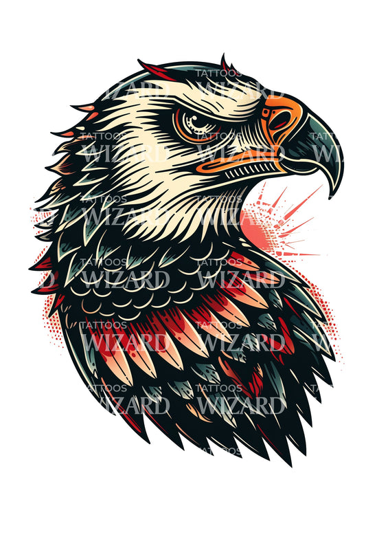 Focused Feathered Falcon Tattoo Idea