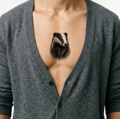 Black and Grey Badger Tattoo Design