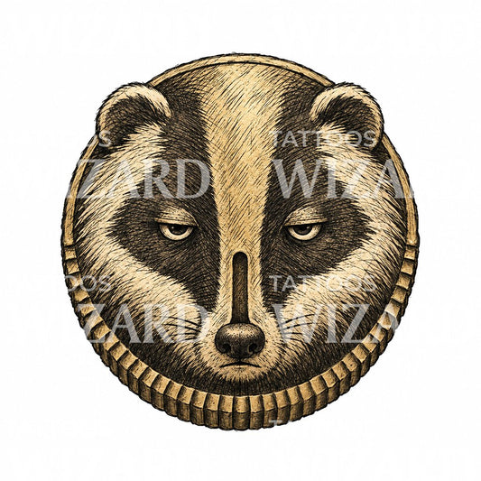Badger Portrait Tattoo Illustration