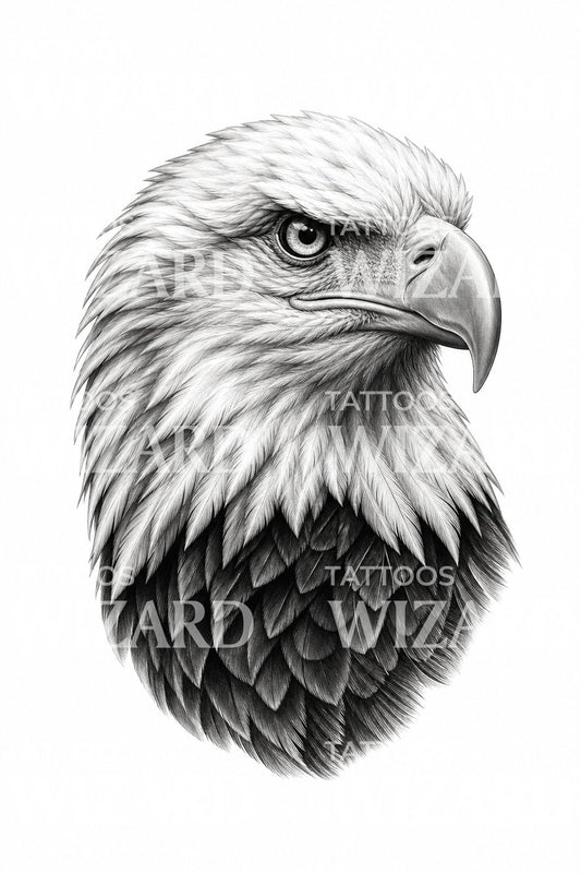Bald Eagle Head Portrait Tattoo Design
