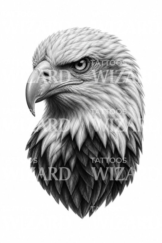 Diseño de tatuaje de retrato de águila calva