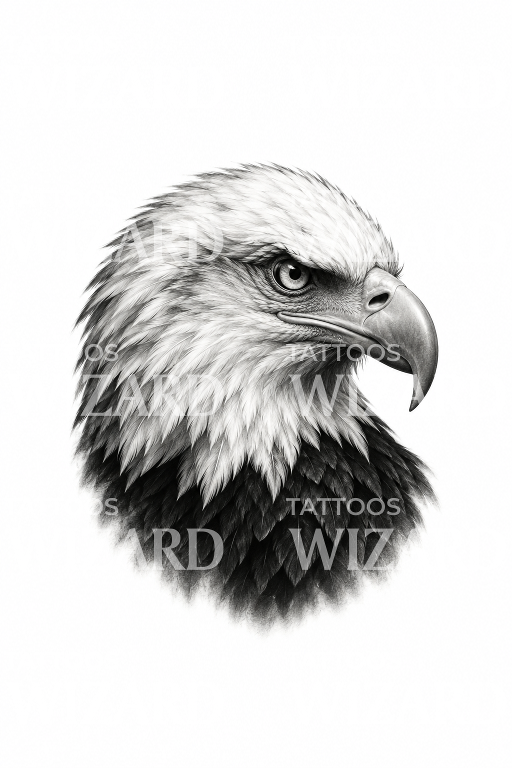 Bald Eagle Profile Portrait Tattoo Design