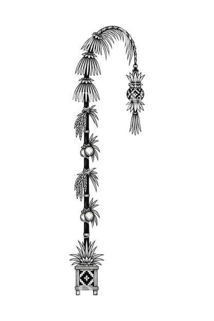 Balilainen penjor-satotolppa-tatuointidesign