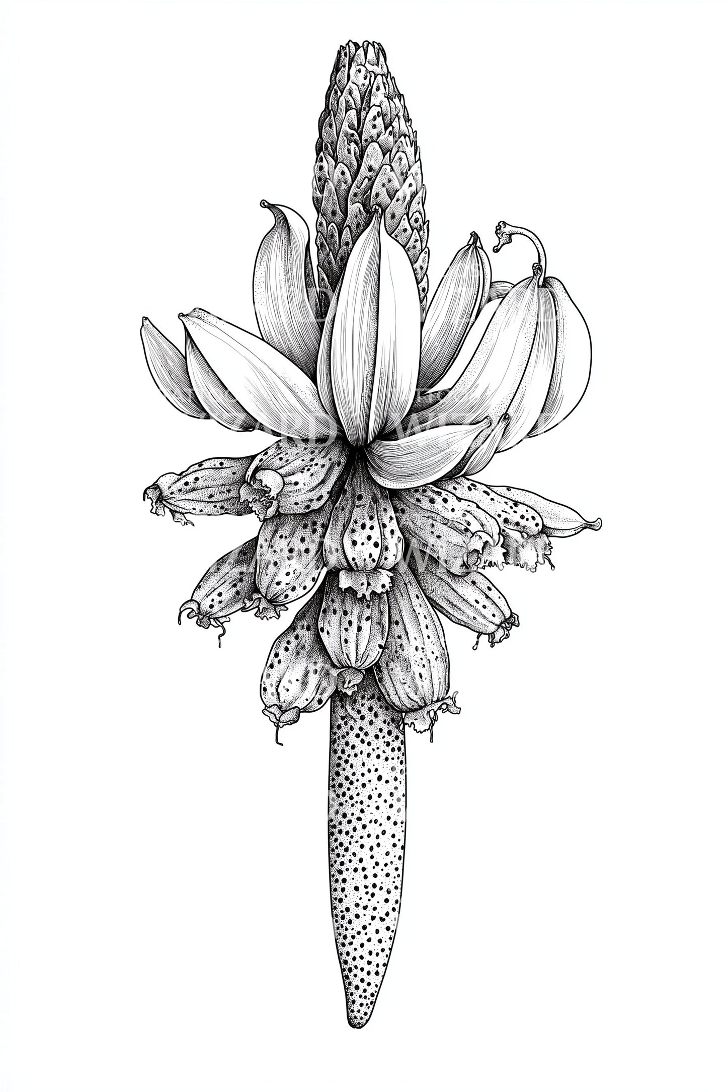 Banana Blossom Botanical Tattoo Design