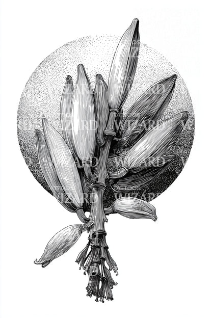 Banana Bud Circle Tattoo Design