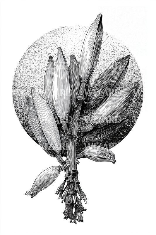 Banana Bud Circle Tattoo Design