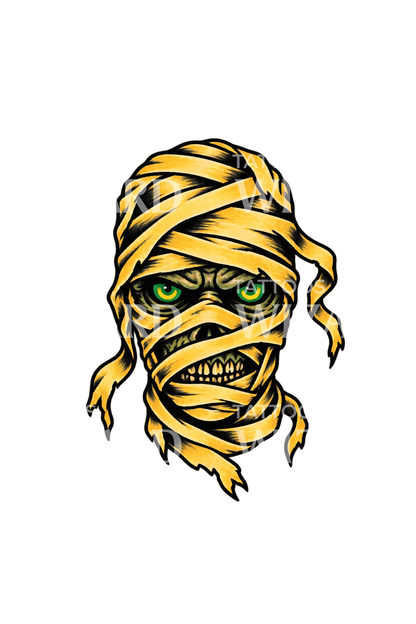 Halloweenowy tatuaż zabandażowanej głowy mumii