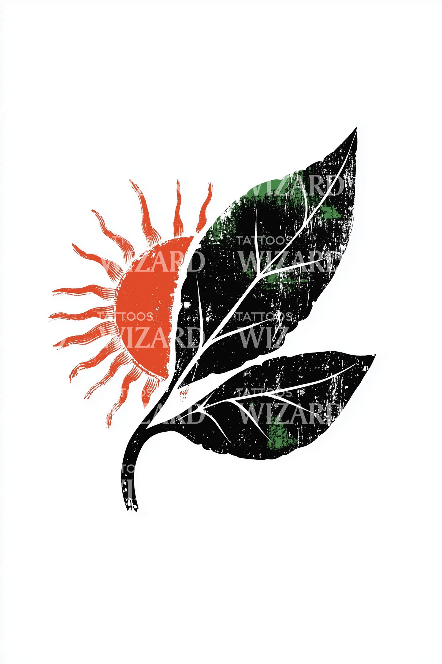 Bangladesh Sunrise Leaf Tattoo Design