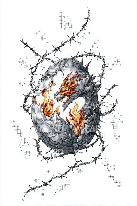Barbed Ember Egg Tattoo Design