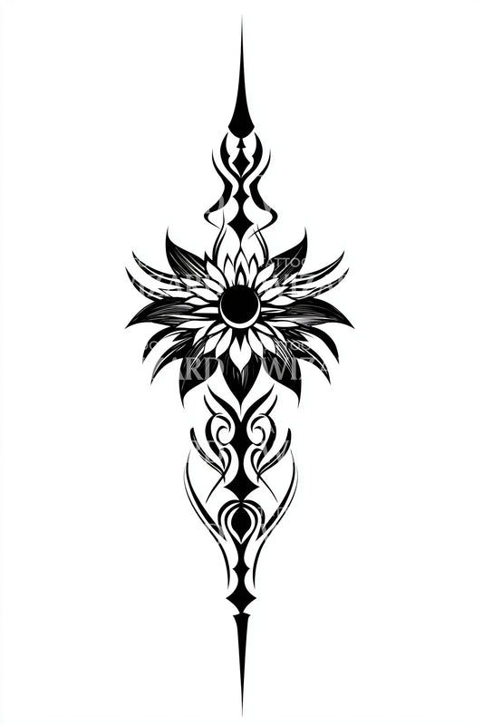 Design de tatouage lance florale barbelée