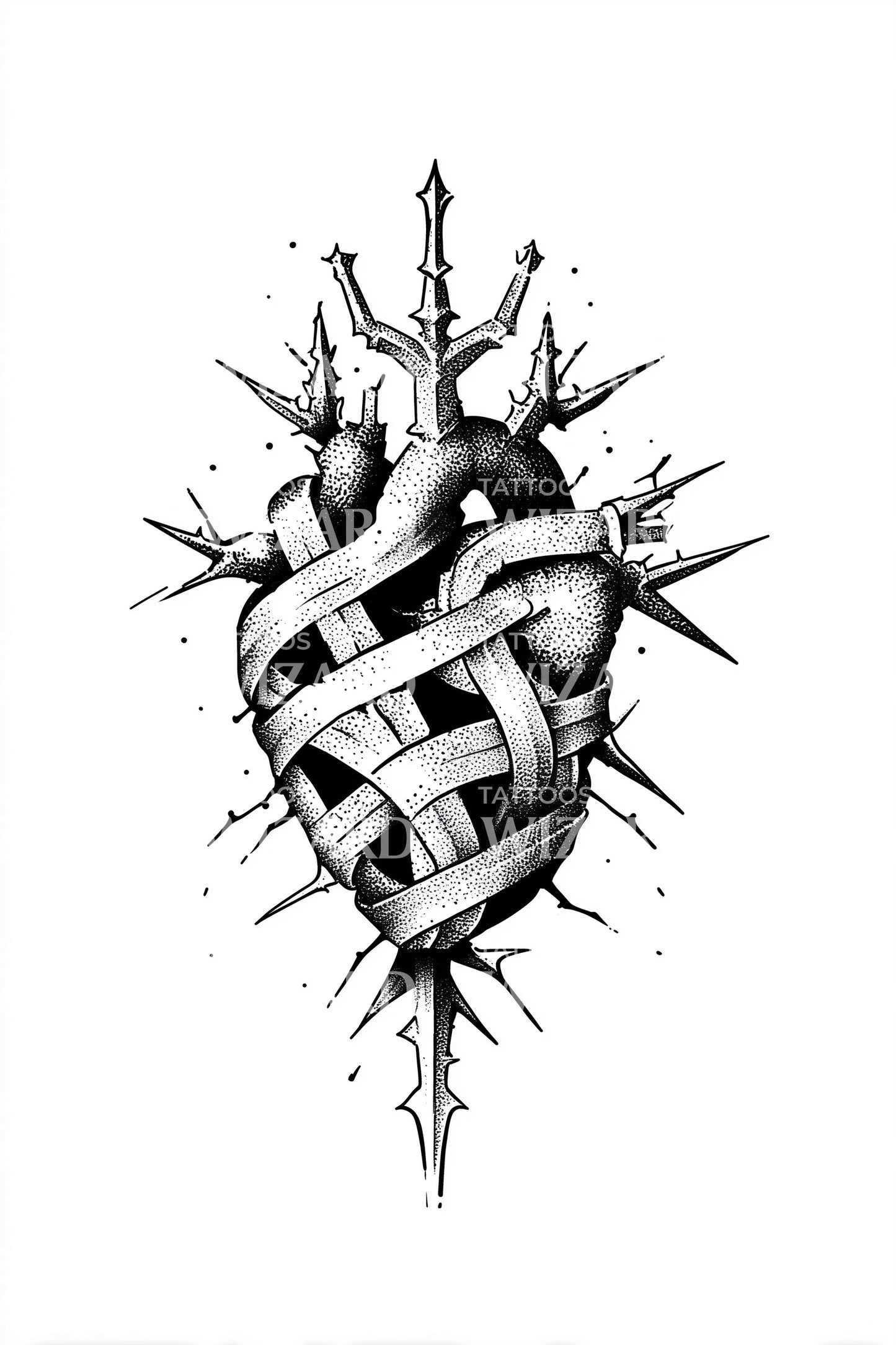 Design Tatuaggio Anatomia Cuore Spinato
