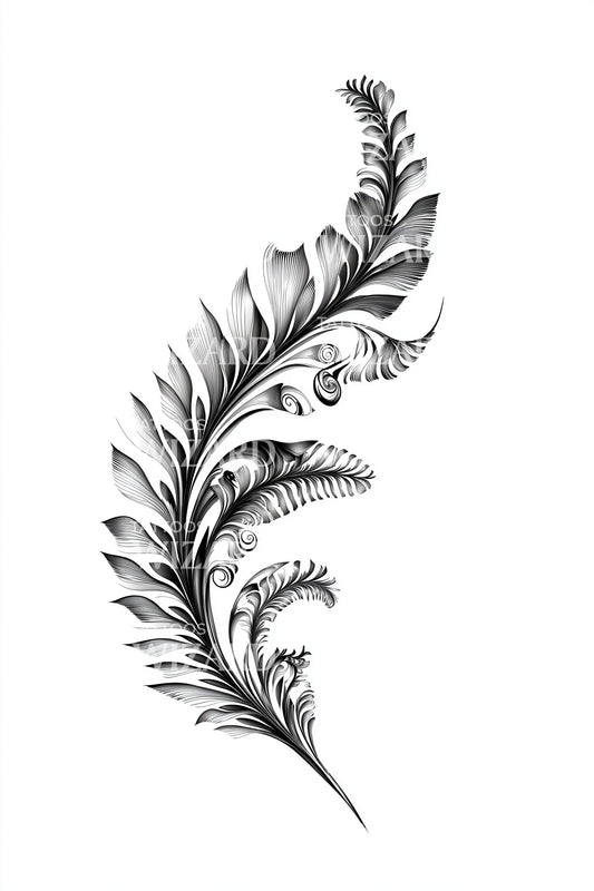 Barbed Leaf Spiral Tattoo Illustration