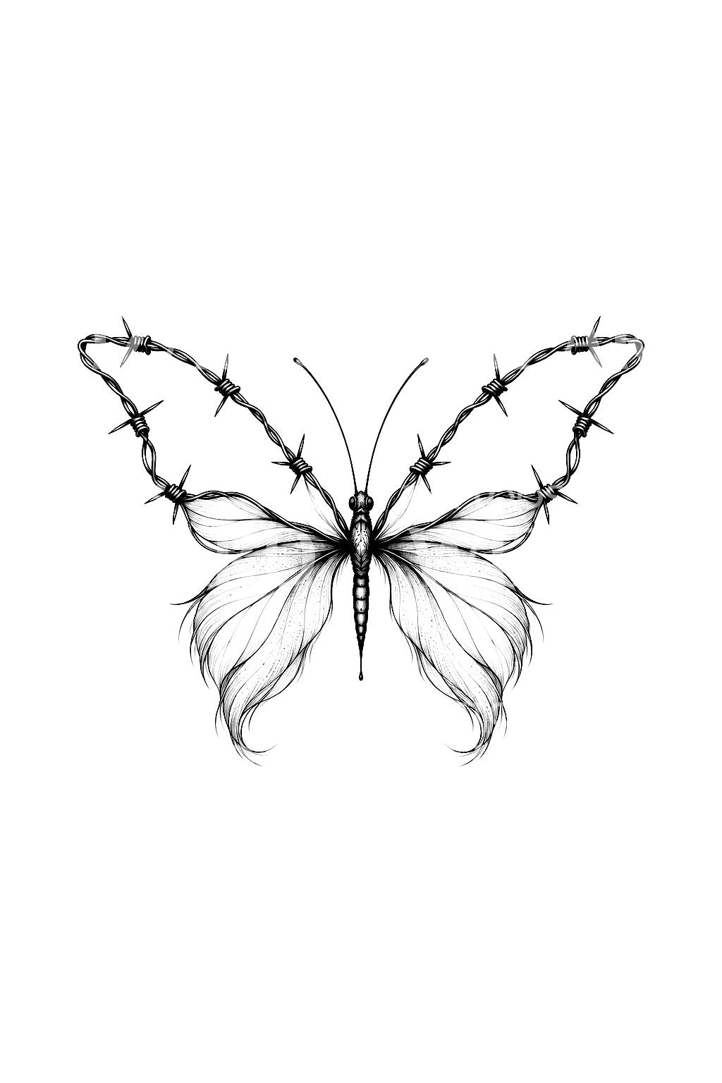 Barbed Wire Butterfly Tattoo Design