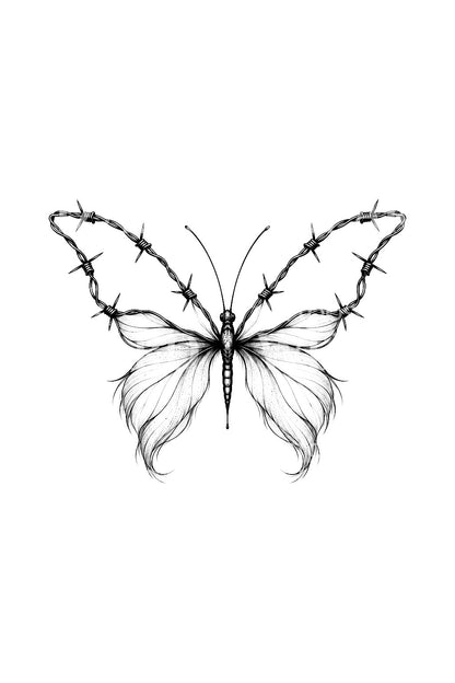 Barbed Wire Butterfly Tattoo Design