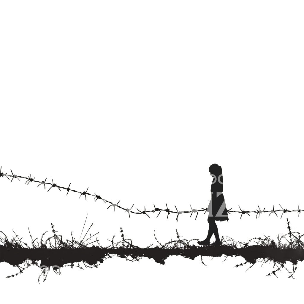 Barbed Wire Pathway Reflecting Pain Tattoo Design