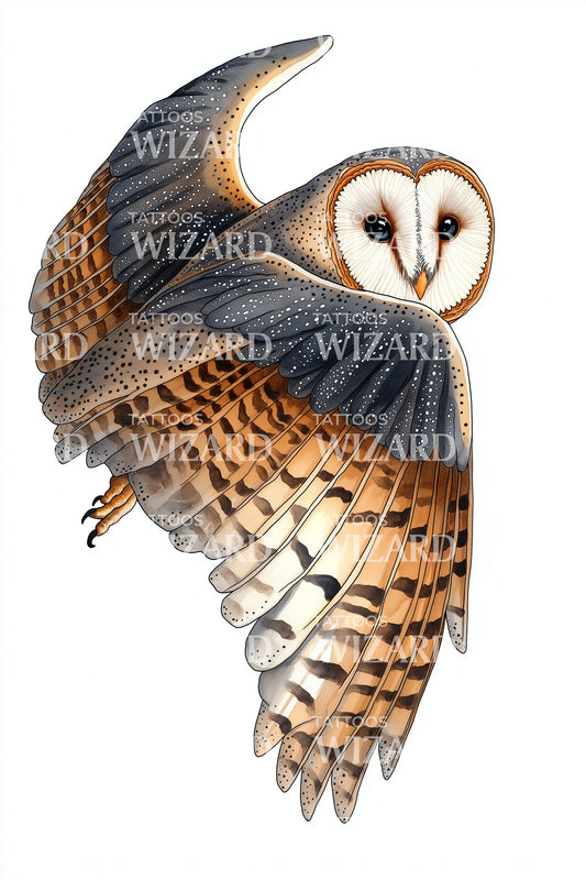 Barn Owl Color Tattoo Illustration