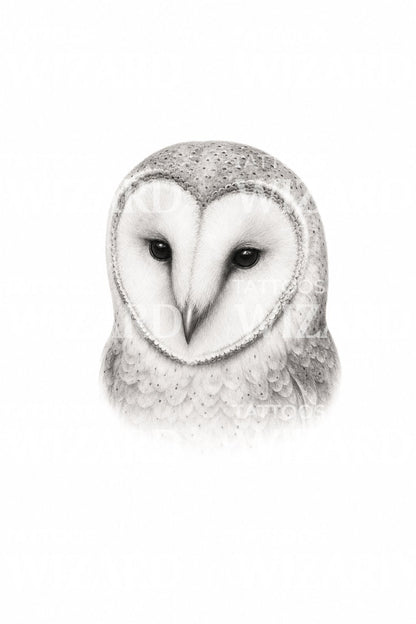 Barn Owl Face Micro Realism Tattoo Idea