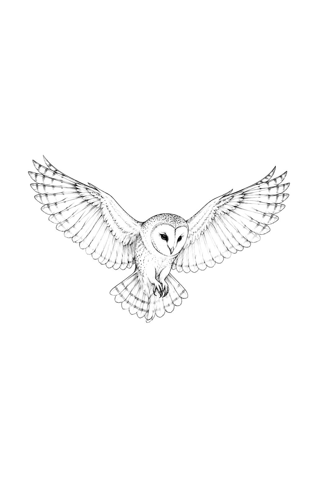 Flyvende kirkeugle, fine line-tatoveringsidé