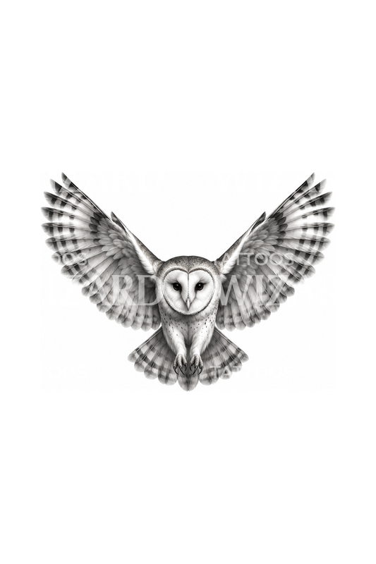 Barn Owl in Silent Flight Tattoo Design
