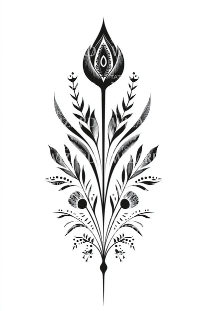 Baroque Floral Motif Tattoo Design