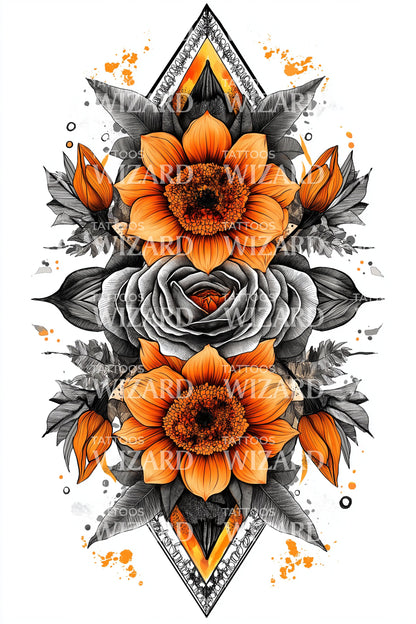 Barockrose Emblem Tattoo Design
