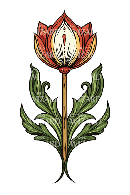 Baroque Tulip Bloom Tattoo Design
