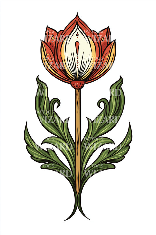 Baroque Tulip Bloom Tattoo Design