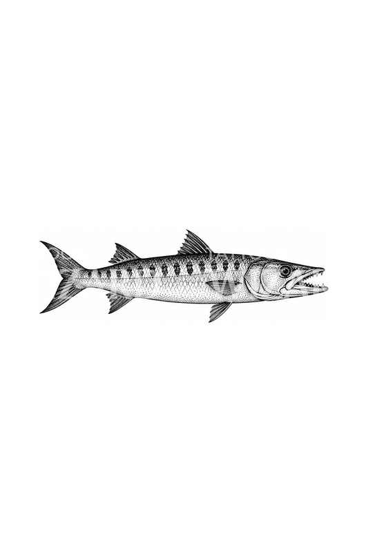 Dotwork barracuda dövme tasarımı