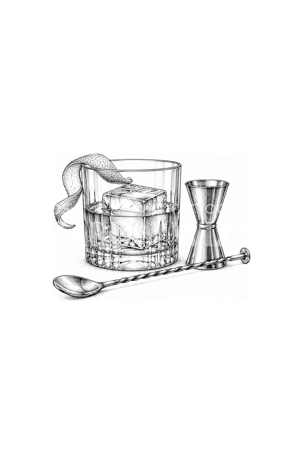 Tattoo mit Rocks-Glas und Orangenzeste für Barkeeper