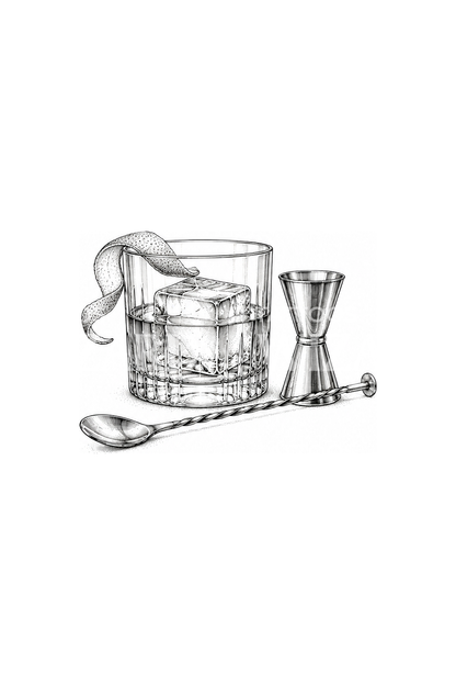 Tattoo mit Rocks-Glas und Orangenzeste für Barkeeper