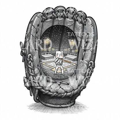 Baseball Glove Portal Tattoo Design