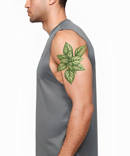 Fresh Basil Leaves Tattoo Design