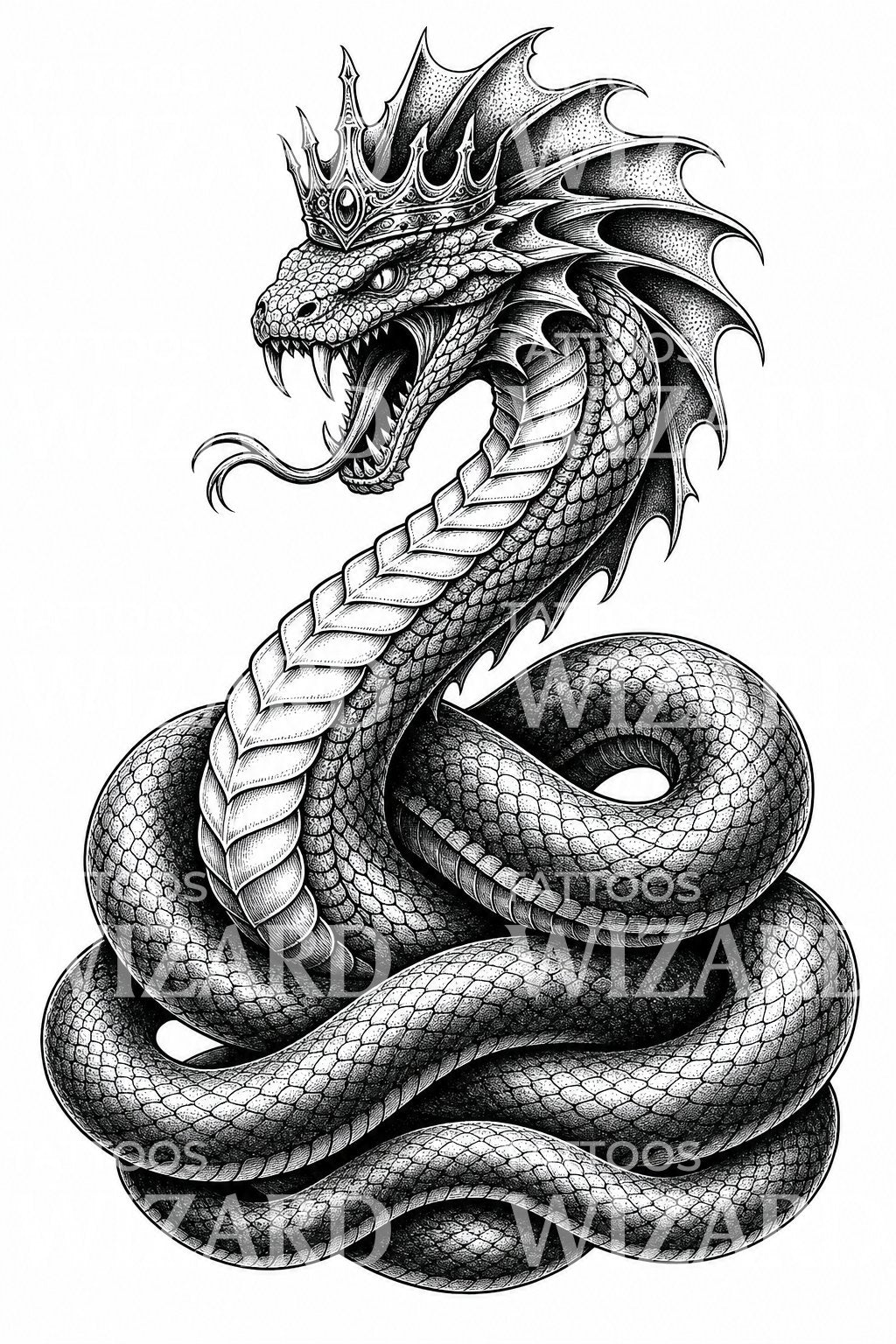 Design de tatouage Roi Serpent Basilic