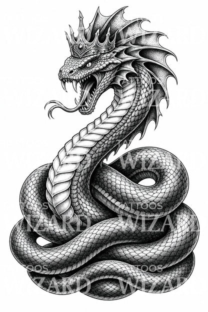 Design de tatouage Roi Serpent Basilic