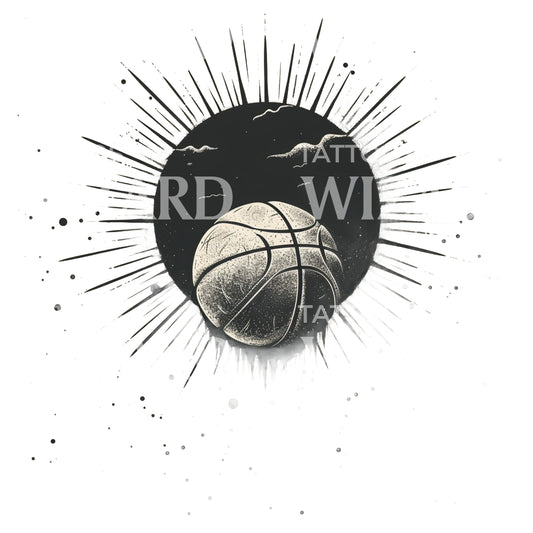 Ein Basketball-Sonnen-Tattoo-Design