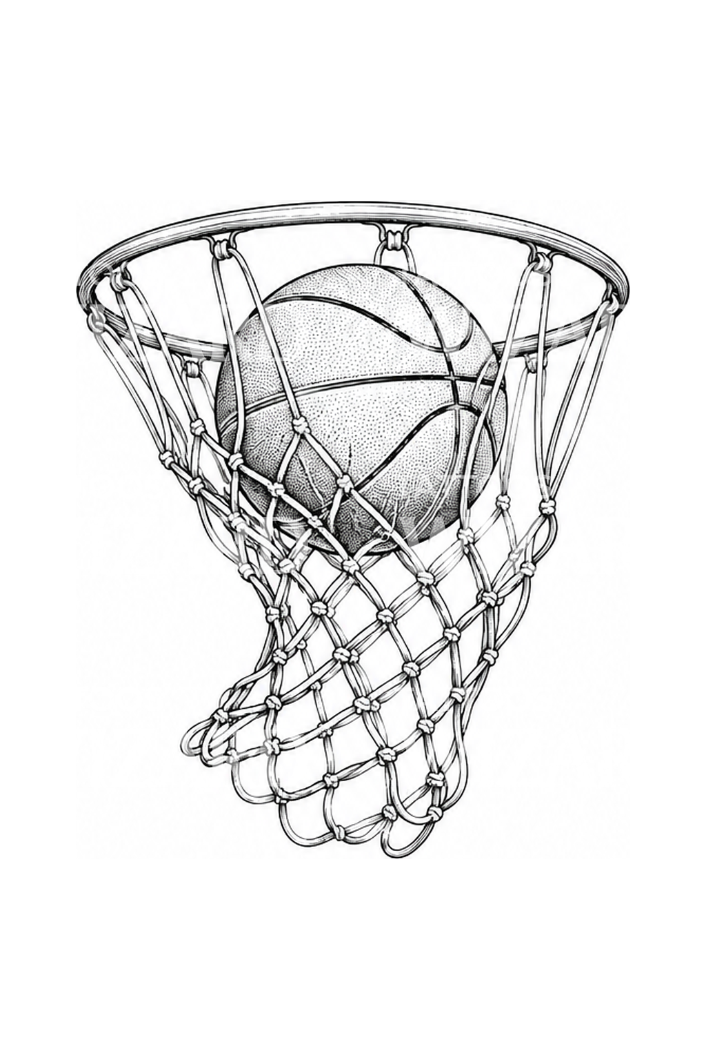 Basketball Swishing through Hoop Tattoo Idea