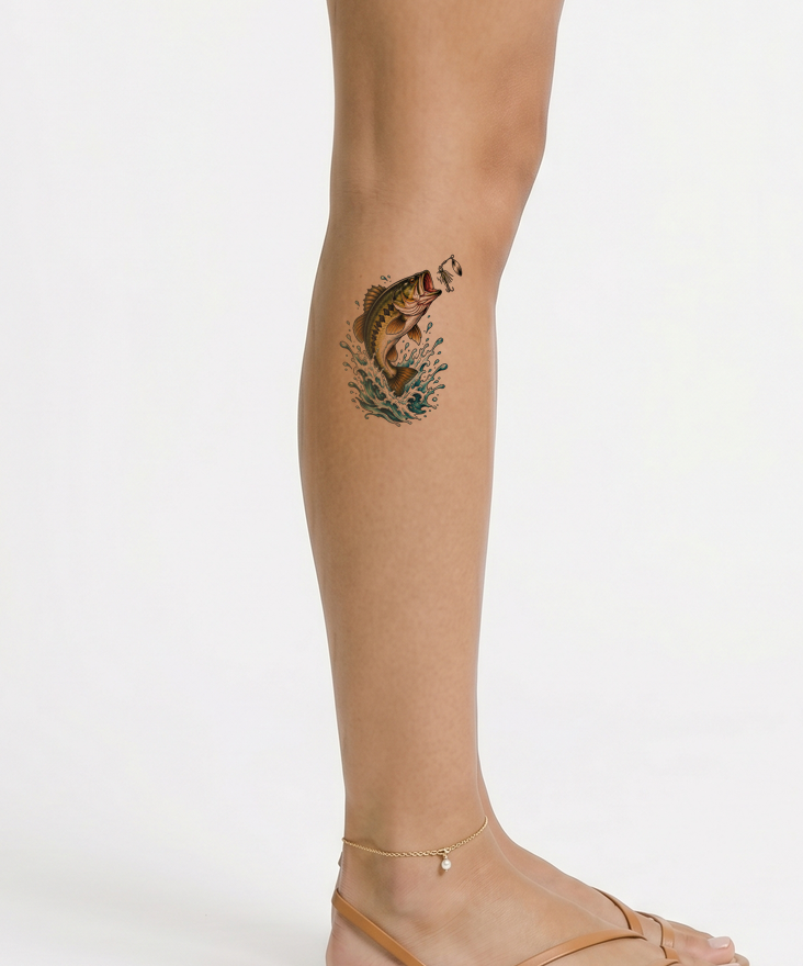 Desain Tato Bass Mulut Lebar Melompat ke Umpan Spinner