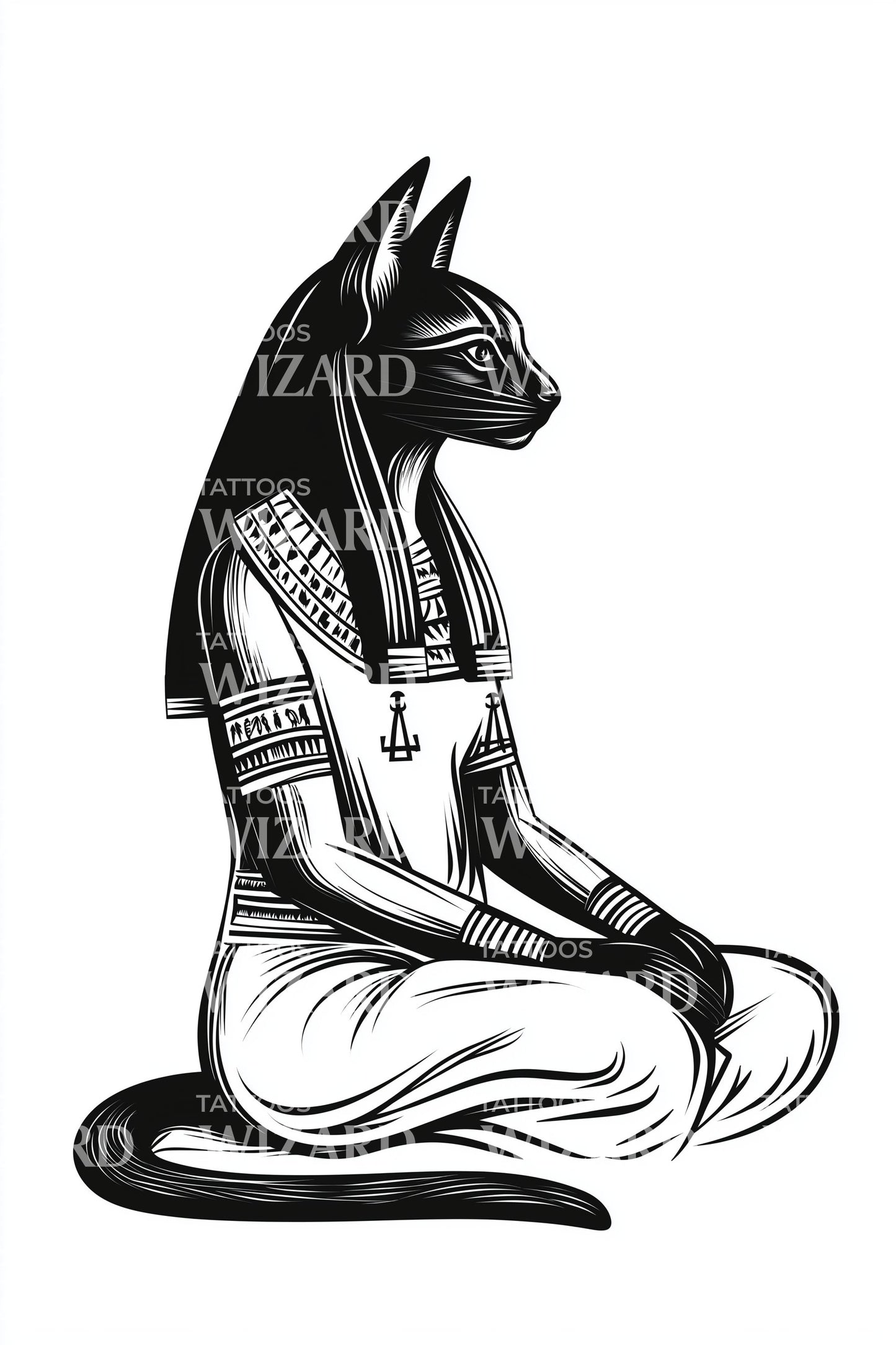 Bastet Ägyptische Katzen Tattoo Vorlage