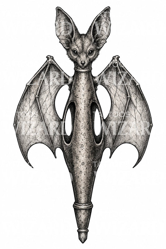 Diseño de tatuaje de criatura murciélago