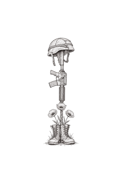 Tatouage commémoratif de croix de bataille et coquelicots