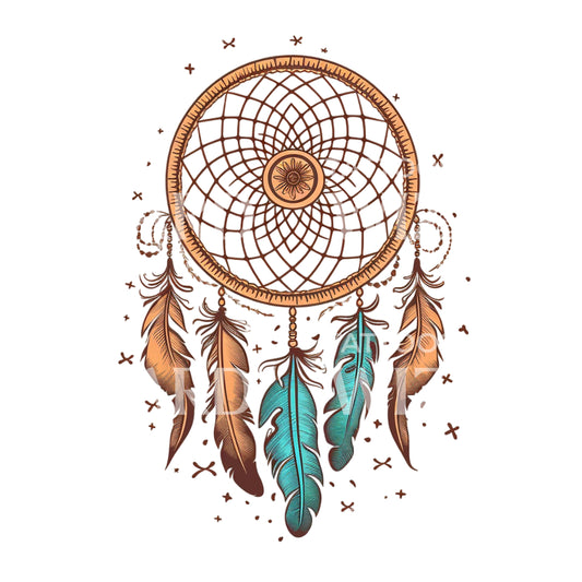 Illustrative Dream Catcher Tattoo Design