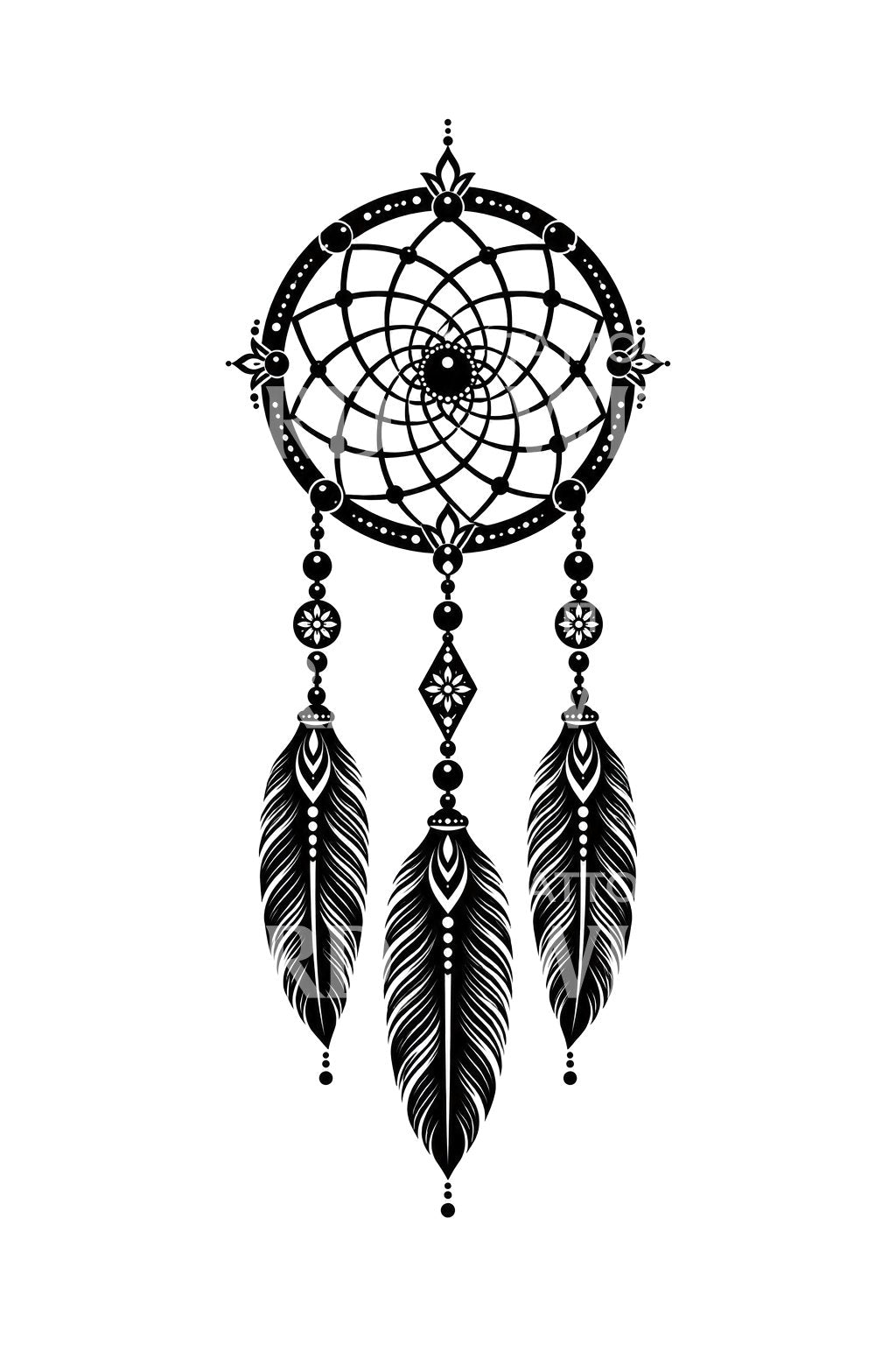 Perlebesat blackwork drømmefanger