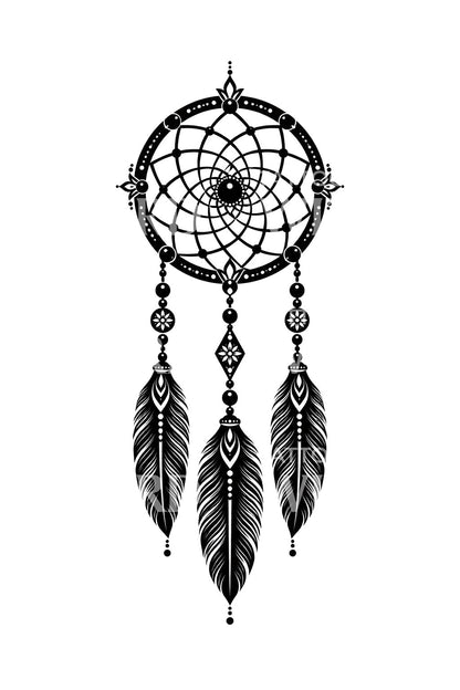 Perlebesat blackwork drømmefanger