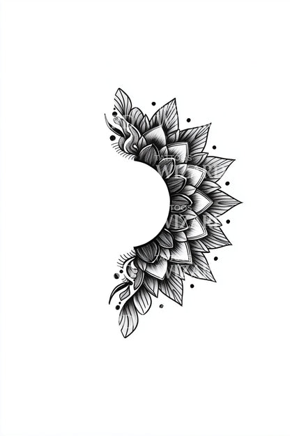 Beaded Crescent Ornament Tattoo Illustration