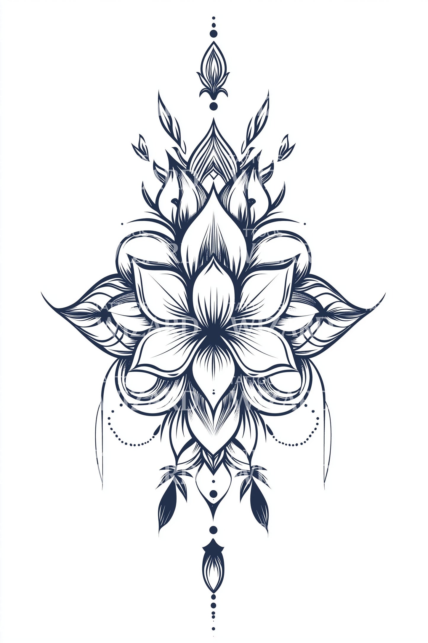 Beaded Lotus Emblem Tattoo Idea