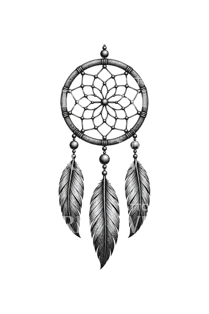 Beaded Stipple Dreamcatcher Tattoo Design