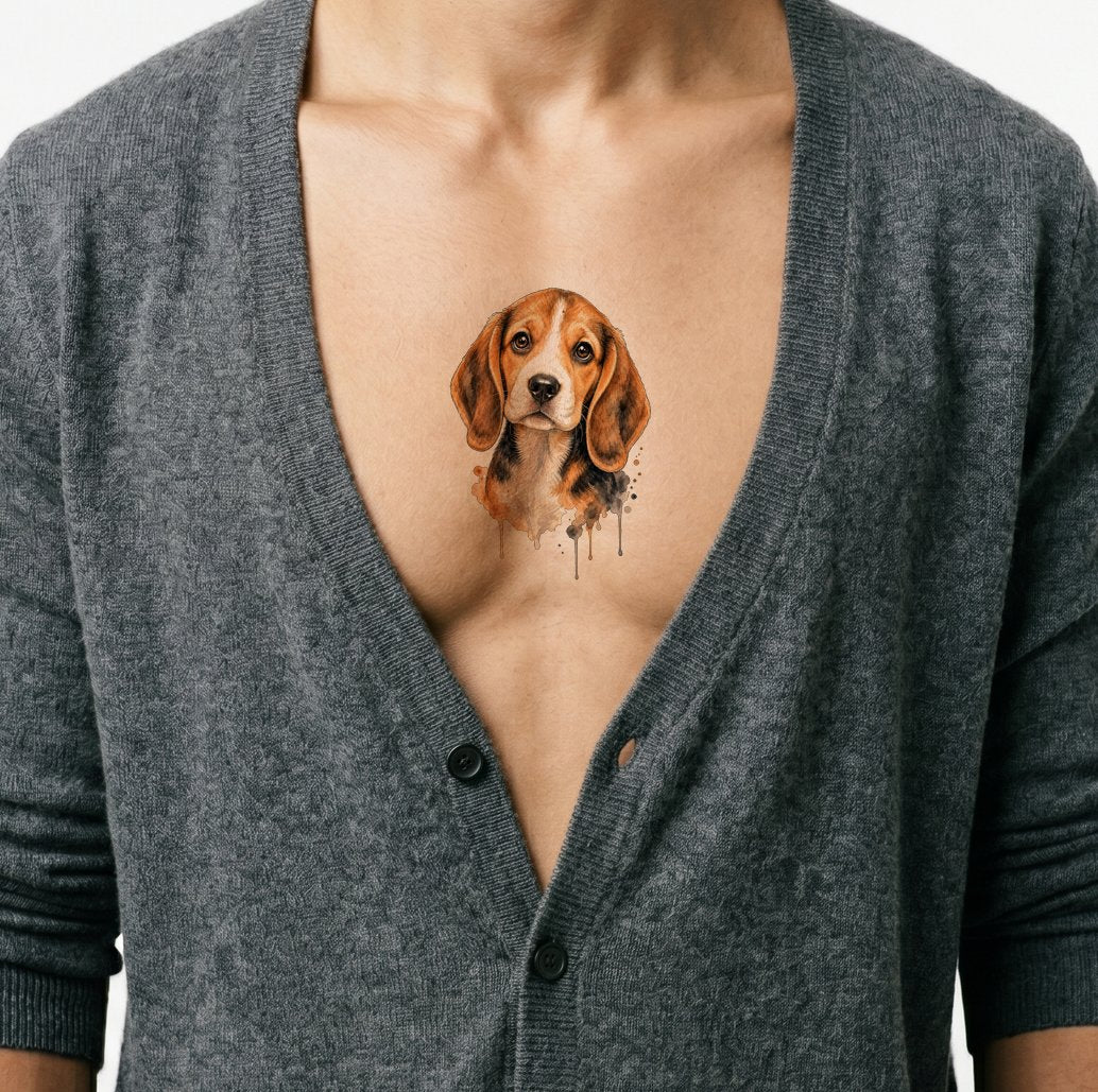 Beagle Puppy Tattoo Illustration