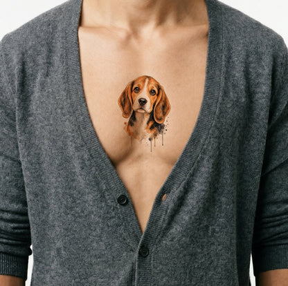Beagle Puppy Tattoo Illustration