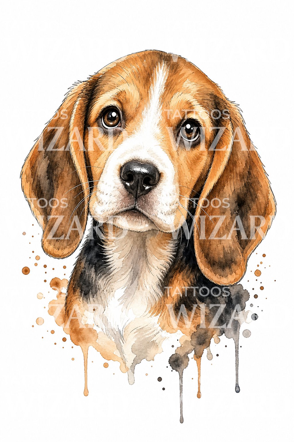 Beagle Puppy Tattoo Illustration