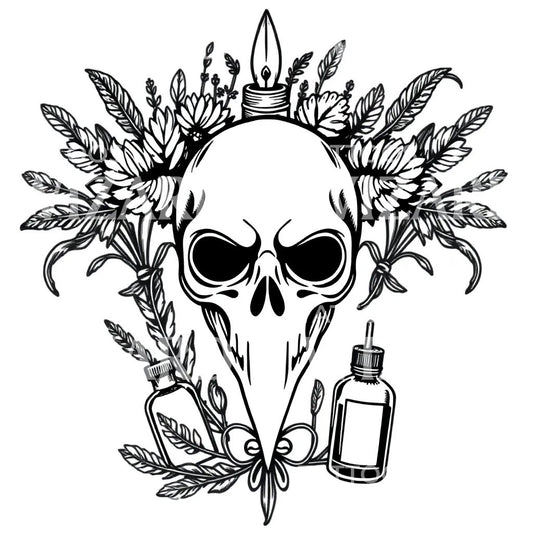Beaked Skull Tattoo Illustration
